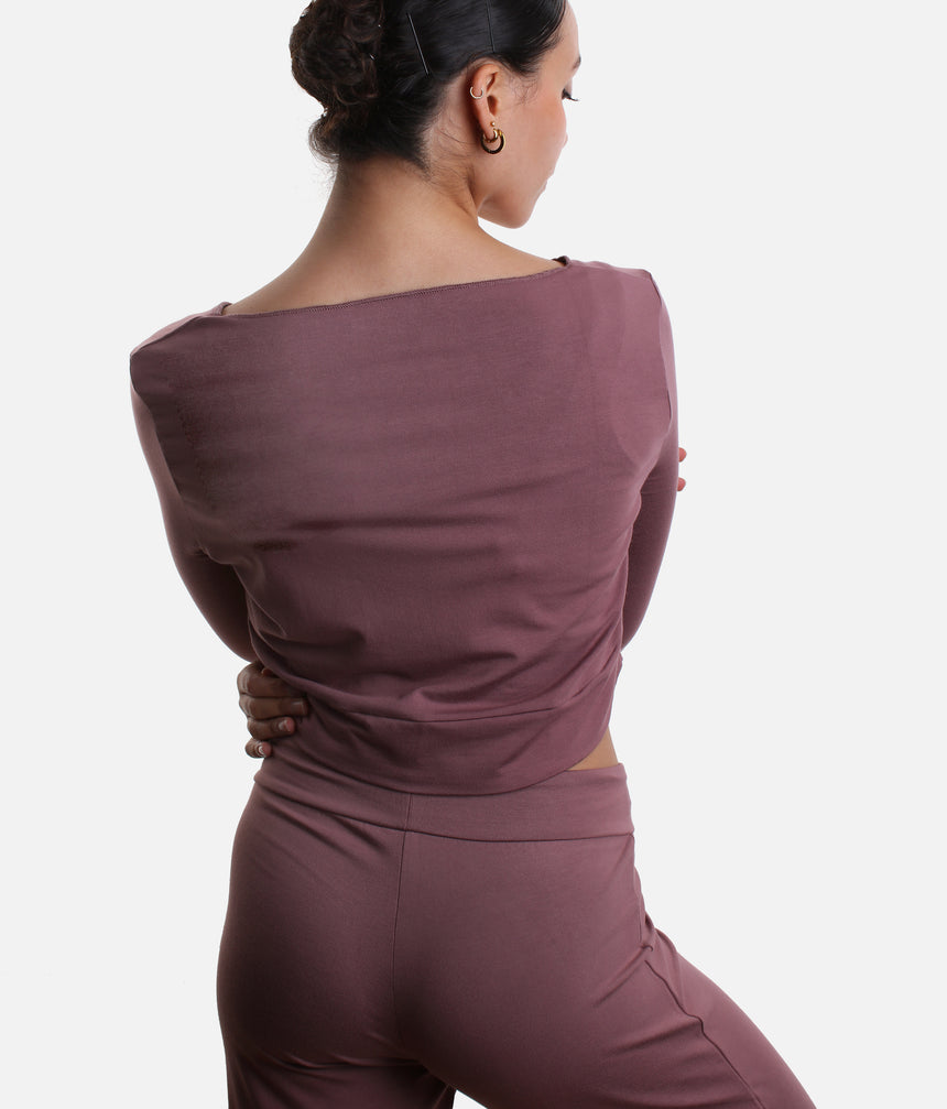 MEGUMI Bamboo Warm-Up Top – Elegant Twist Front Crop