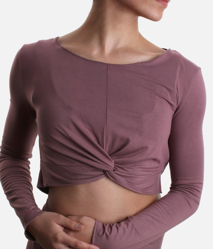 MEGUMI Bamboo Warm-Up Top – Elegant Twist Front Crop