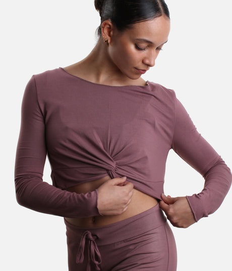 MEGUMI Bamboo Warm-Up Top – Elegant Twist Front Crop
