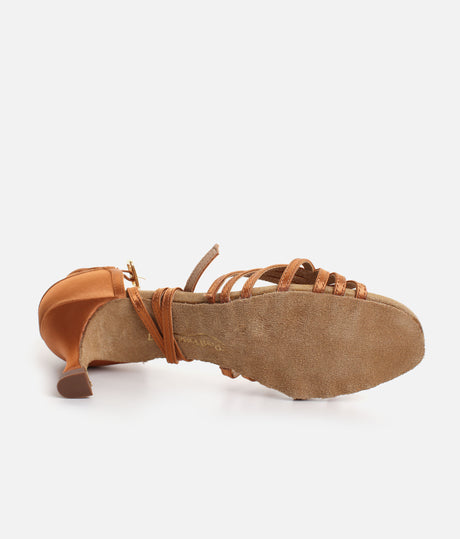 PortDance PD137 Premium Latin Dance Shoes • 50mm Heel, Dark Tan