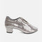 Silver Practice Shoes with Supportive Cuban Heel, Secure Lace-Up - PD706