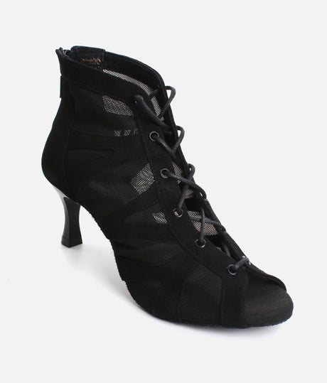 Lace Up Social Dance Shoes with Open Toe, Back Zipper, 50mm Heel - PD819