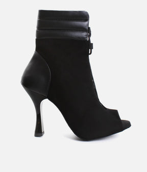 Elegant Peep-Toe Dance Heels with Adjustable Laces, 80mm Flare Heel - TATIANA