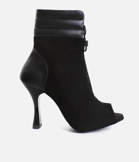 Elegant Peep-Toe Dance Heels with Adjustable Laces, 80mm Flare Heel - TATIANA