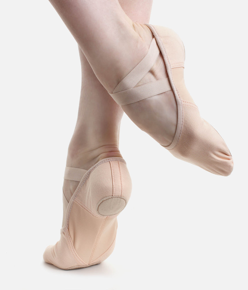 Vegan Split Sole Ballet Shoes, Memory Foam Heel & Stretch Canvas - SD122VG