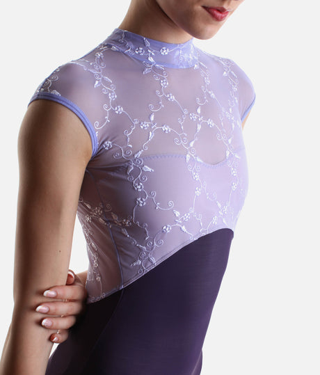 SELENE DI Prugna • Luxury High Neck Embroidered Ballet Leotard