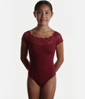 Girls Lace Cap Sleeve Dance Leotard - SL17