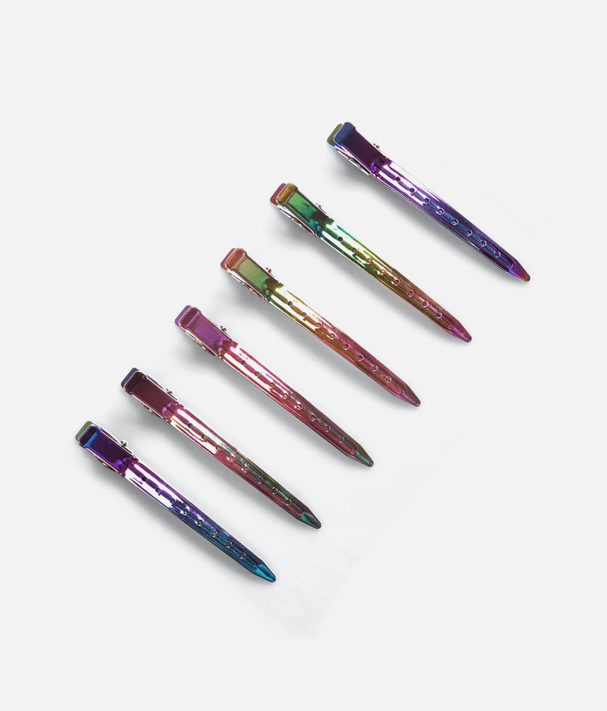 Iridescent Styling Hair Clips • 6-Piece Crease-Free Sectioning Set
