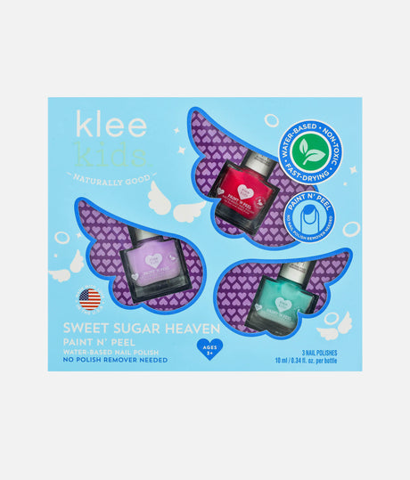 Sweet Sugar Heaven NAIL POLISH SET, 3-Piece Kid-Friendly, Peel-Off, Water-Based