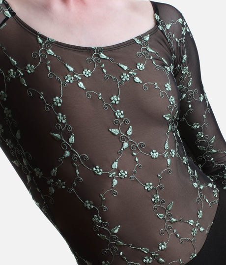 TACITA DI Nero • Embroidered Long Sleeve Ballet Leotard, Icons Collection
