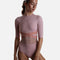 Open-Back Half-Sleeve Leotard with Crisscross Velvet Band - TRINA