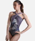 VOILA Halter Dance Leotard with Floral Print, Open Back - DA5126