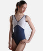 ALICIA Professional Dance Leotard, Sleek Fit, Velvet Detail - STORM