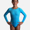 Girls Long Sleeve Gymnastics Leotard, Smooth Velour with Rhinestone Design - Z102
