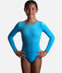 Girls Long Sleeve Gymnastics Leotard, Smooth Velour with Rhinestone Design - Z102