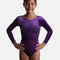 Girls Long Sleeve Gymnastics Leotard, Smooth Velour with Rhinestone Design - Z102