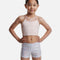 Girl's Silver Gymnastics Shorts, Metallic Lycra - Z2000