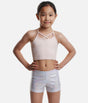 Girl's Silver Gymnastics Shorts, Metallic Lycra - Z2000