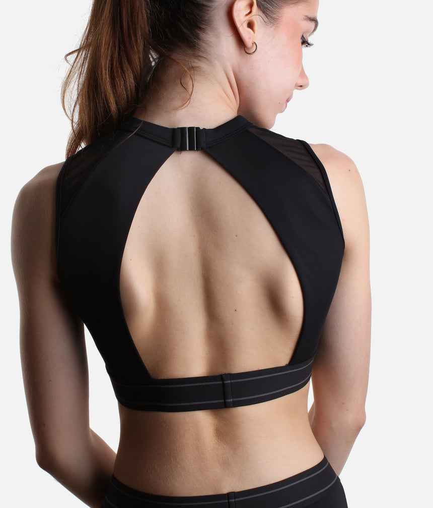 DAKOTA Open Back Dance Crop Top with Mesh Panel - Z30024