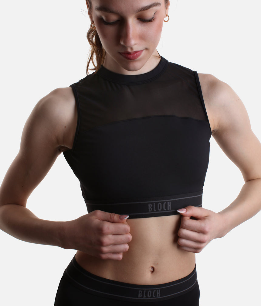 DAKOTA Open Back Dance Crop Top with Mesh Panel - Z30024