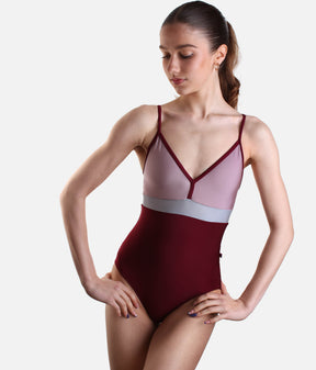 ZOE Colour Block Leotard, High Performance - BURGUNDY