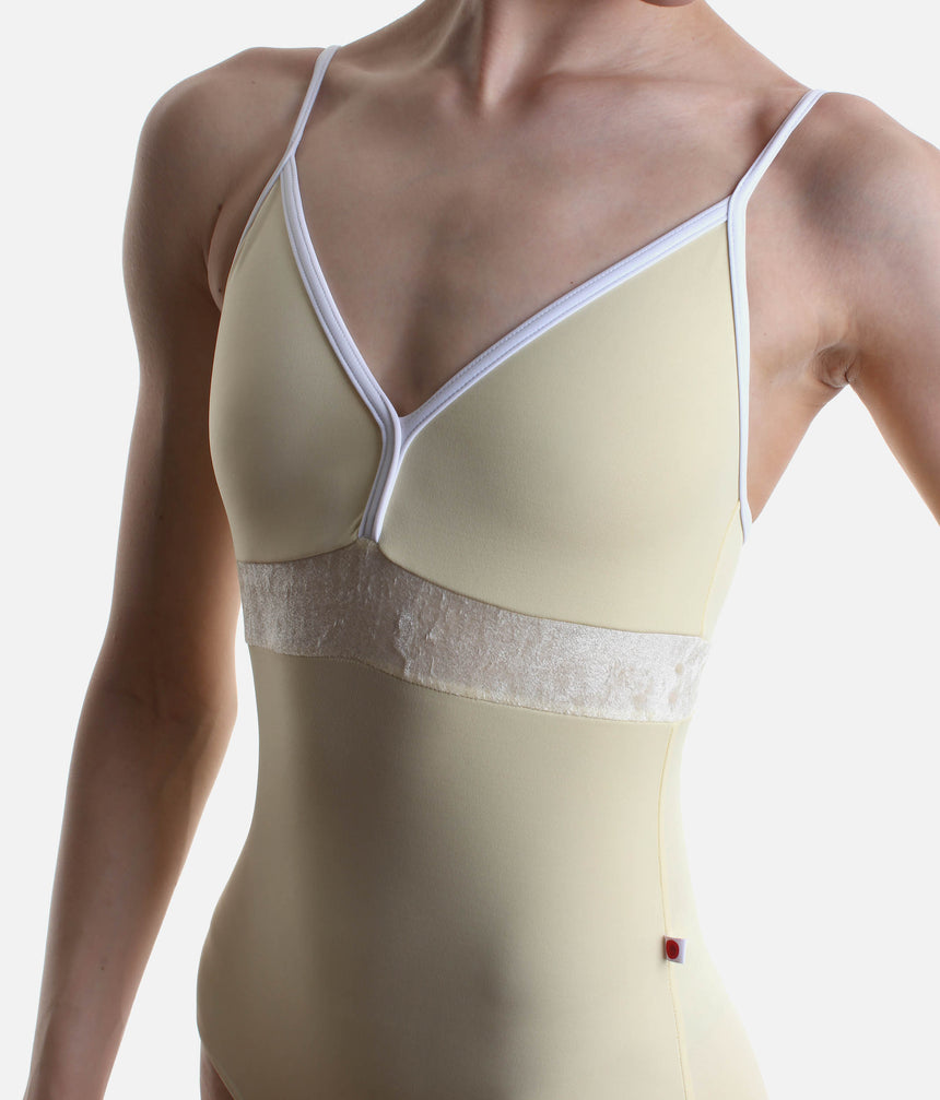 Zoe Ballet Leotard • Vanilla Techni with Crushed Velvet Waist